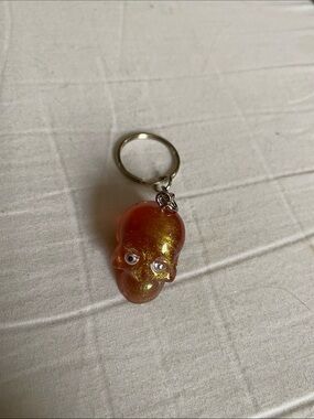 Gold-Orange Resin Skull Keychain Key & Card Holder